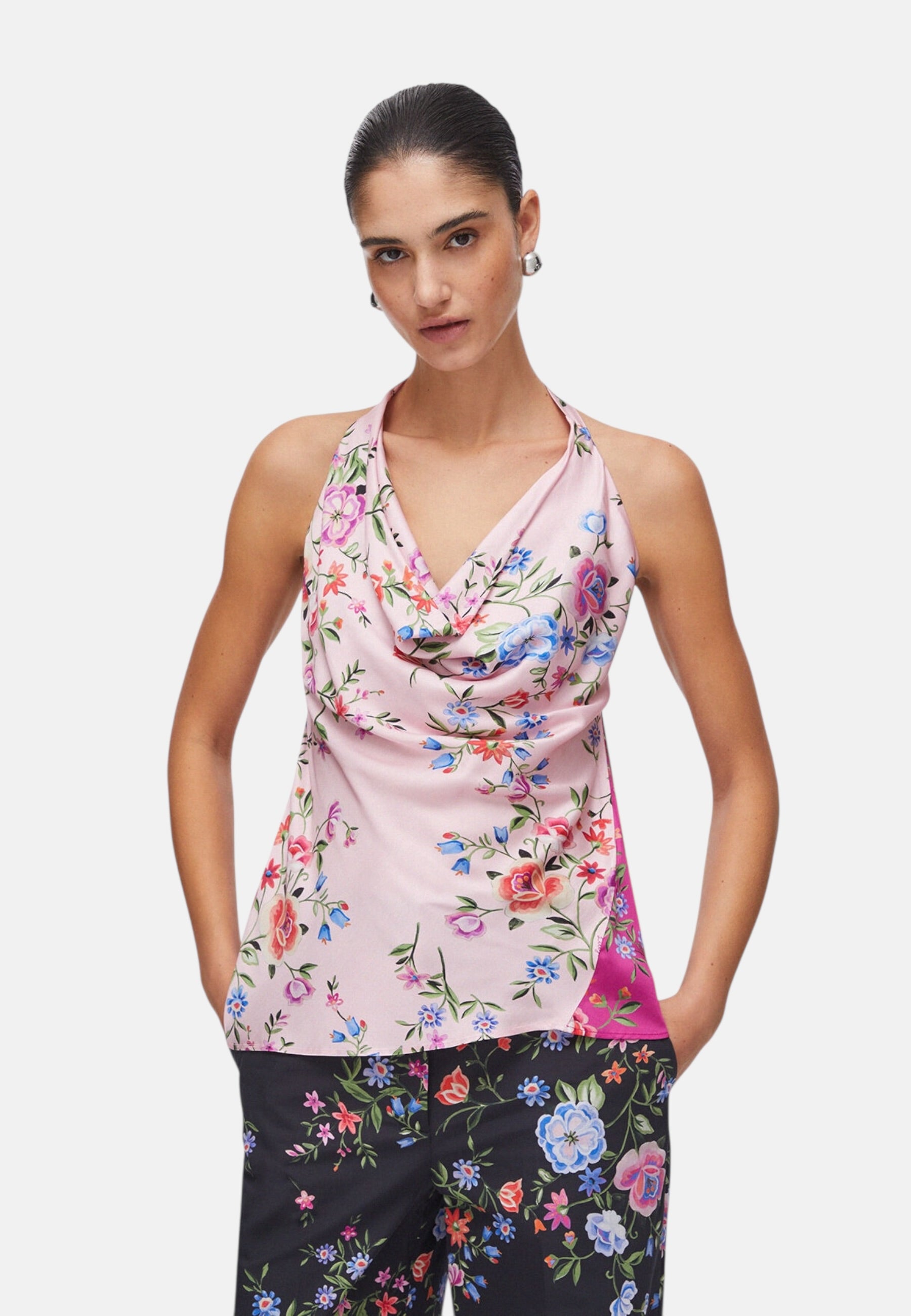 Top  Donna Liu Jo A Fiori In Raso Eco Line CA6208TS562
