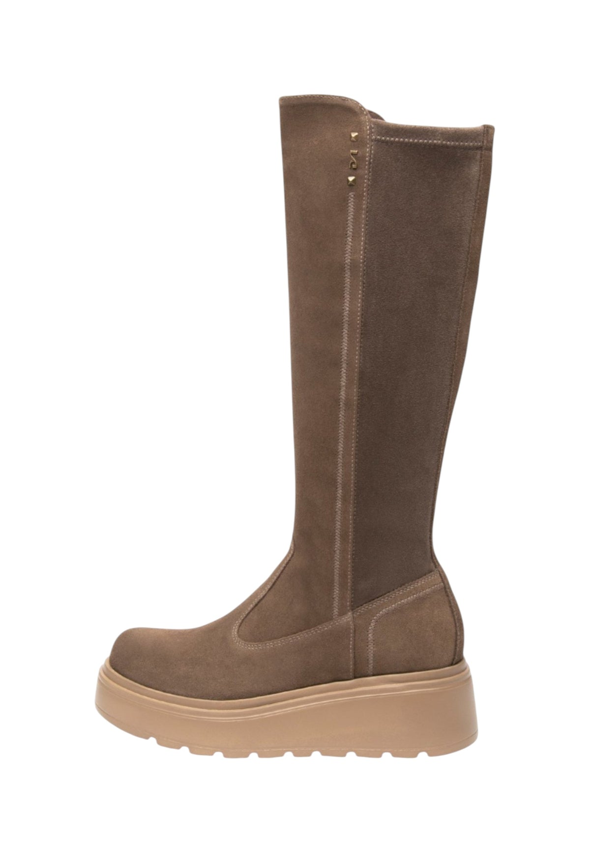 Stivali  Donna Nero Giardini Tomaia in pelle scamosciata e tessuto, gambale morbido, chiusura laterale con zip, suola platform, Made in Italy  I618114D