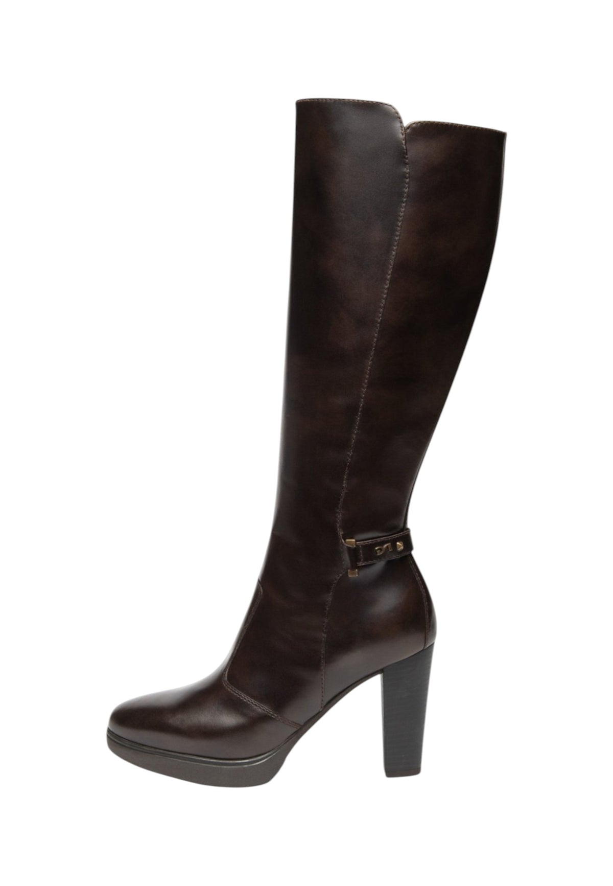 Stivali Con Tacco Donna Nero Giardini Tomaia in pelle, gambale alto, morsetto decorativo, chiusura laterale con zip, tacco largo, Made in Italy  I617951D