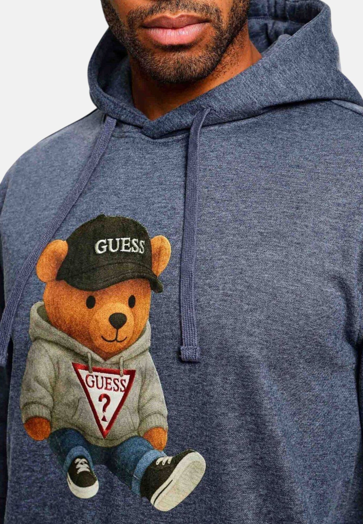 Felpa Con Cappuccio Uomo Guess Effetto teddy, Motivo orsetto, Melange  M6BQ31K6562