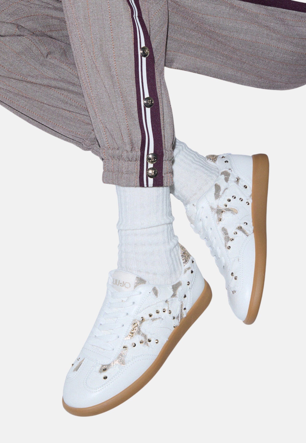Sneakers Basse Donna Liu Jo In Denim Con Inserti Glitter E Borchie Connor 06 BF6049TX336