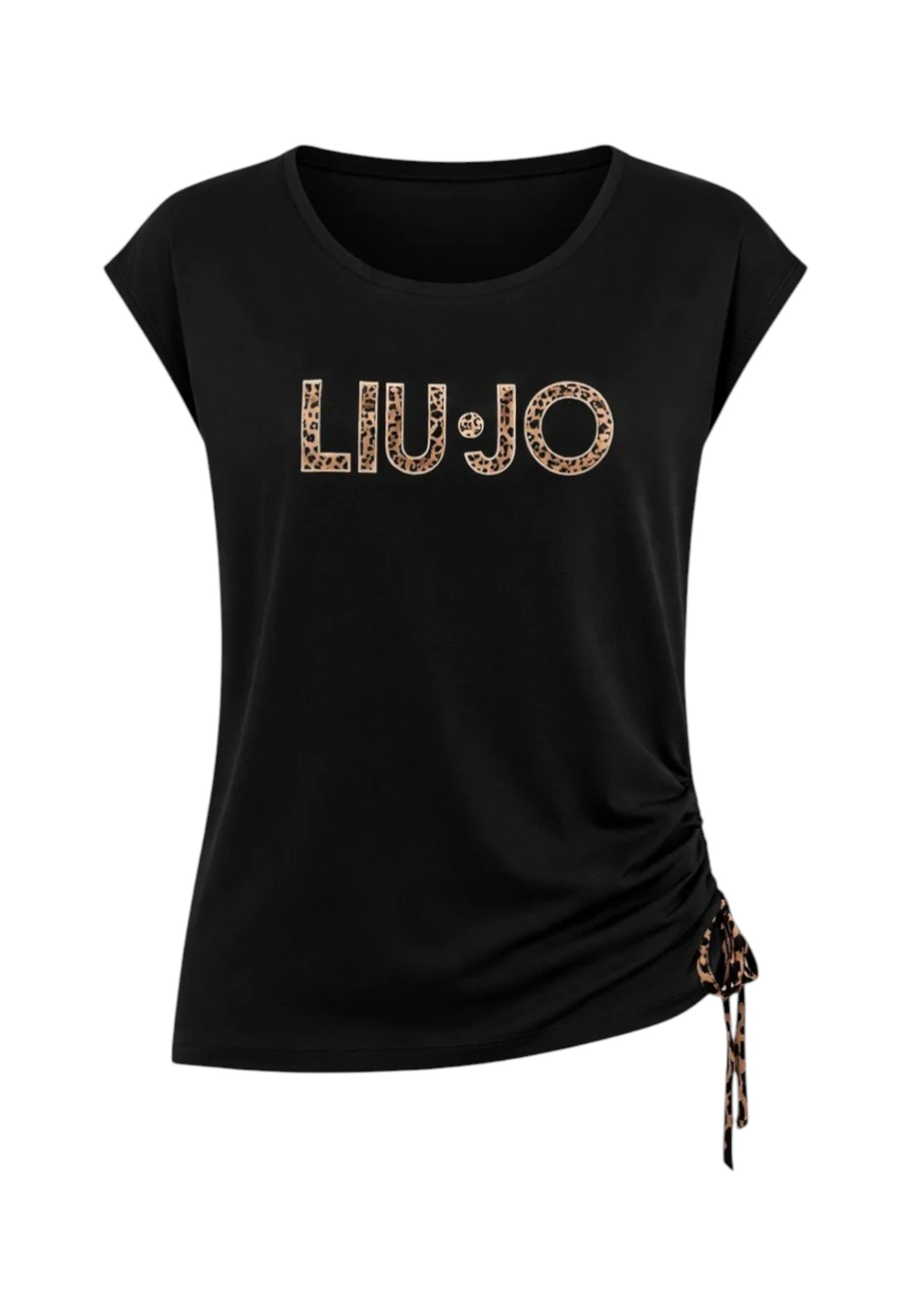 T-Shirt Manica Corta Donna Liu Jo Con Coulisse Stampa All Over Animalier Eco Line VA6047JS360