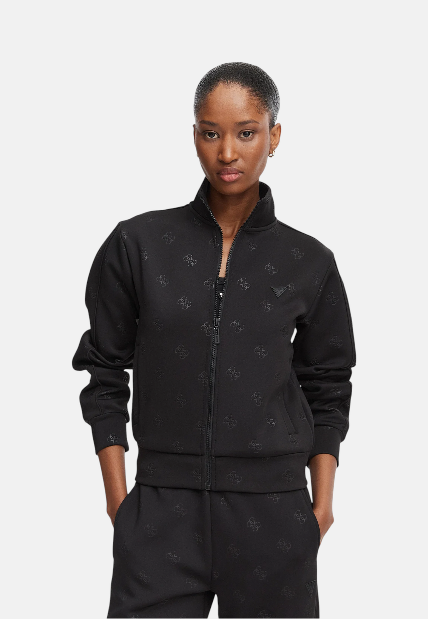 Felpa Con Zip Donna Guess Logo 4G Calista V6YQ12K4297
