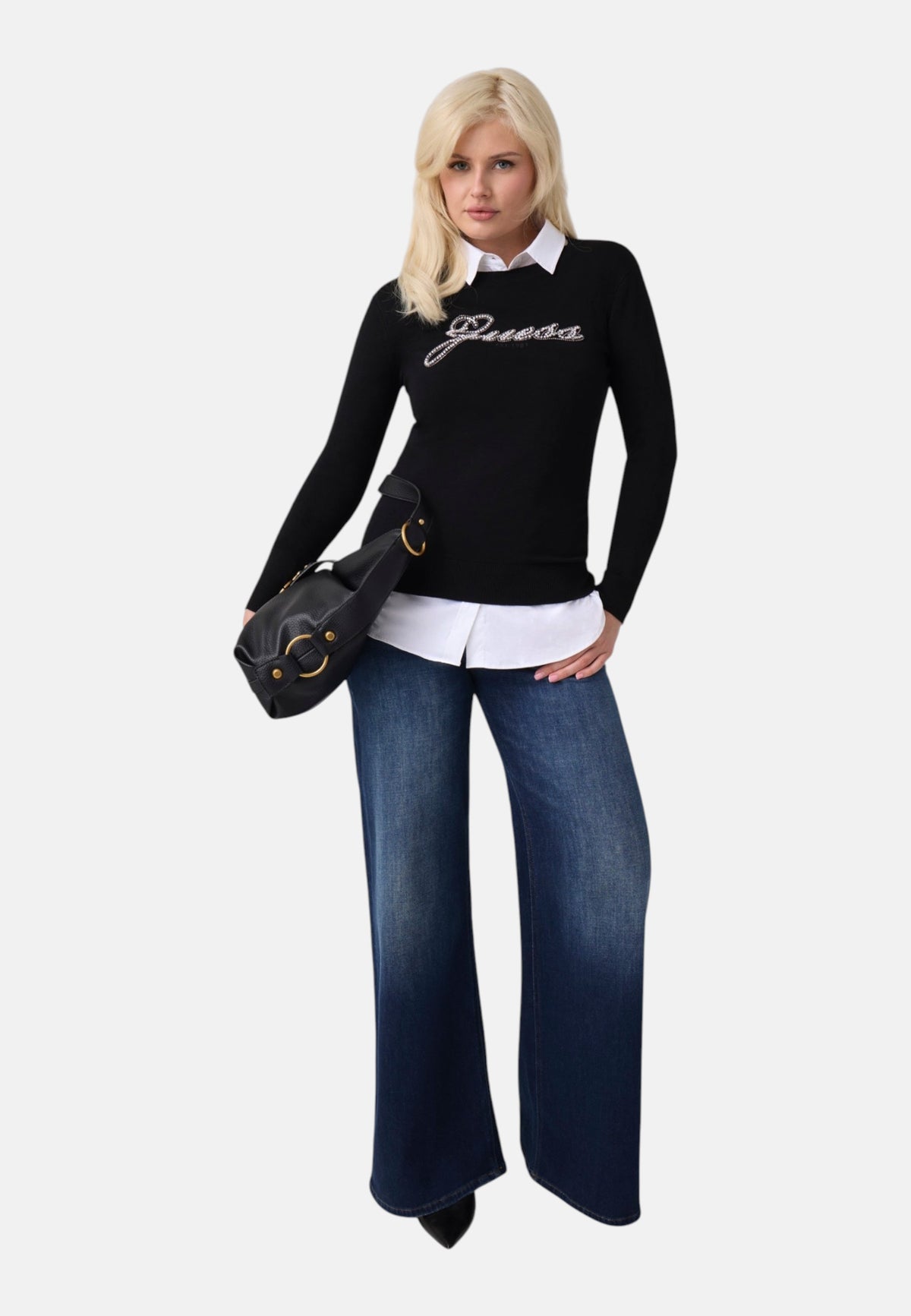 Maglione A Girocollo Donna Guess Logo Georgia W6BR53Z1454