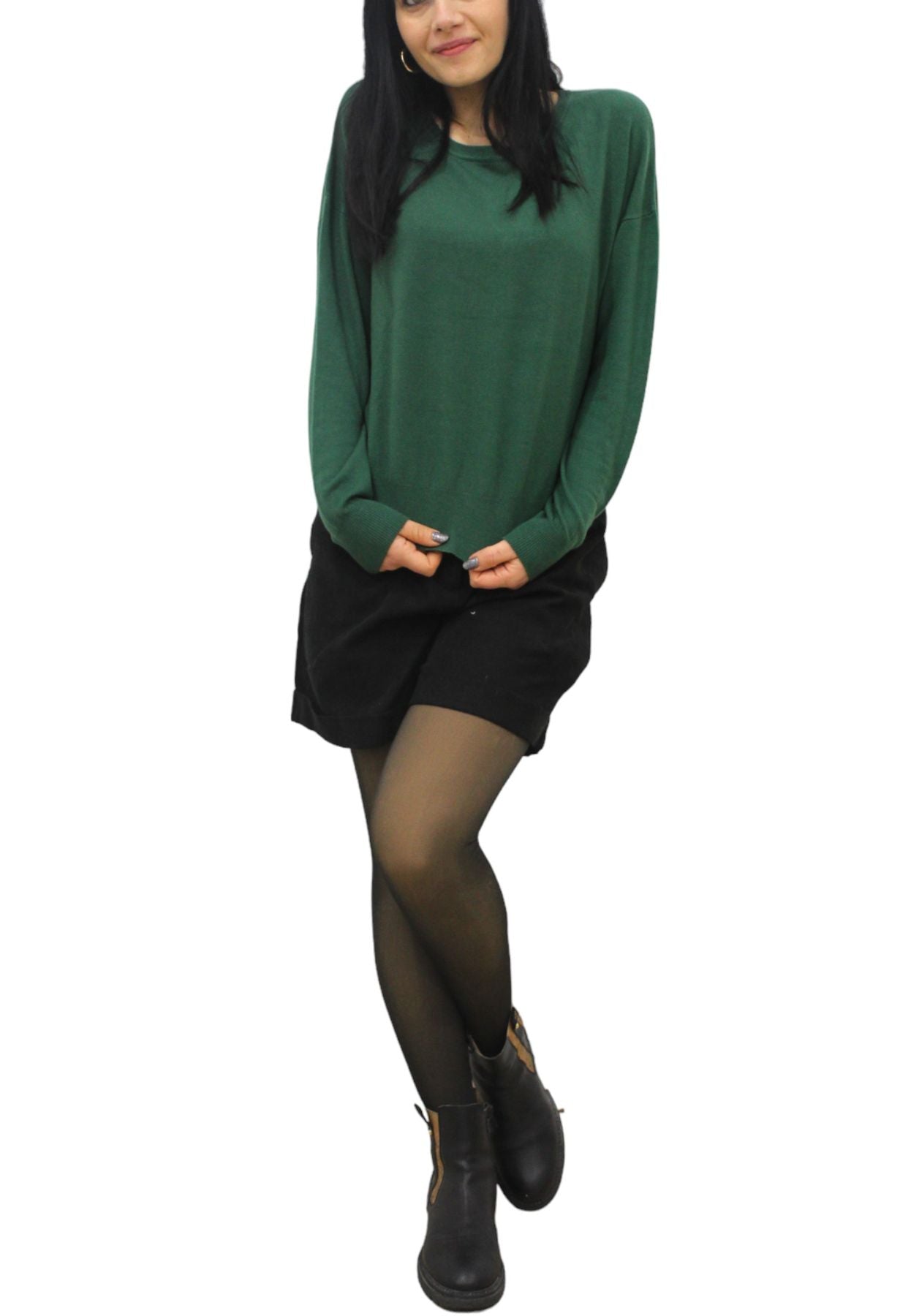 Maglione A Girocollo Donna White Wise Con Spalla Scesa  WW18000