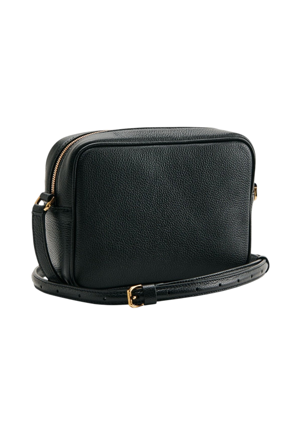 Borsa A Tracolla Donna Patrizia Pepe Camera case, Pelle di vitello martellata, Chiusura superiore con zip, Tasca frontale con chiusura magnetica, Tasca interna aperta, Incisione Fly, Galvanica Dark Gold  8B0241L001