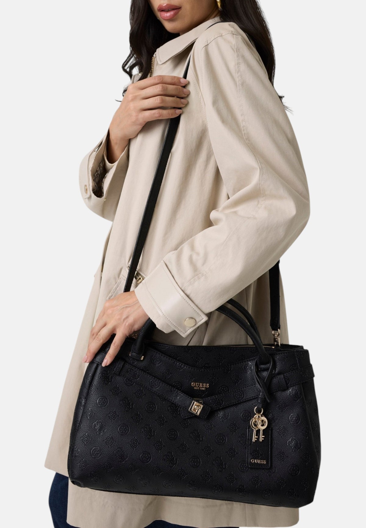 Borsa A Mano Donna Guess Large Girlfriend Satchel Ella Logo HWPD9746060