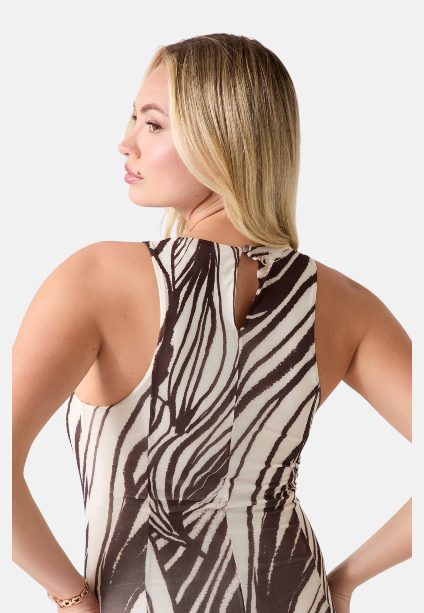 Vestito Lungo Donna Guess Stampa Palm Leaves Serafina Mesh W6GK13K2943