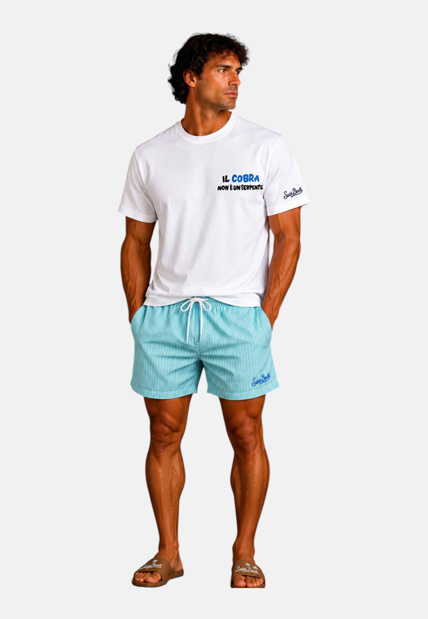 T-Shirt Manica Corta Uomo Mc2 Saint Barth Stampa/Ricamo Fronte E Retro Cpt Cobra Portland PRL0002