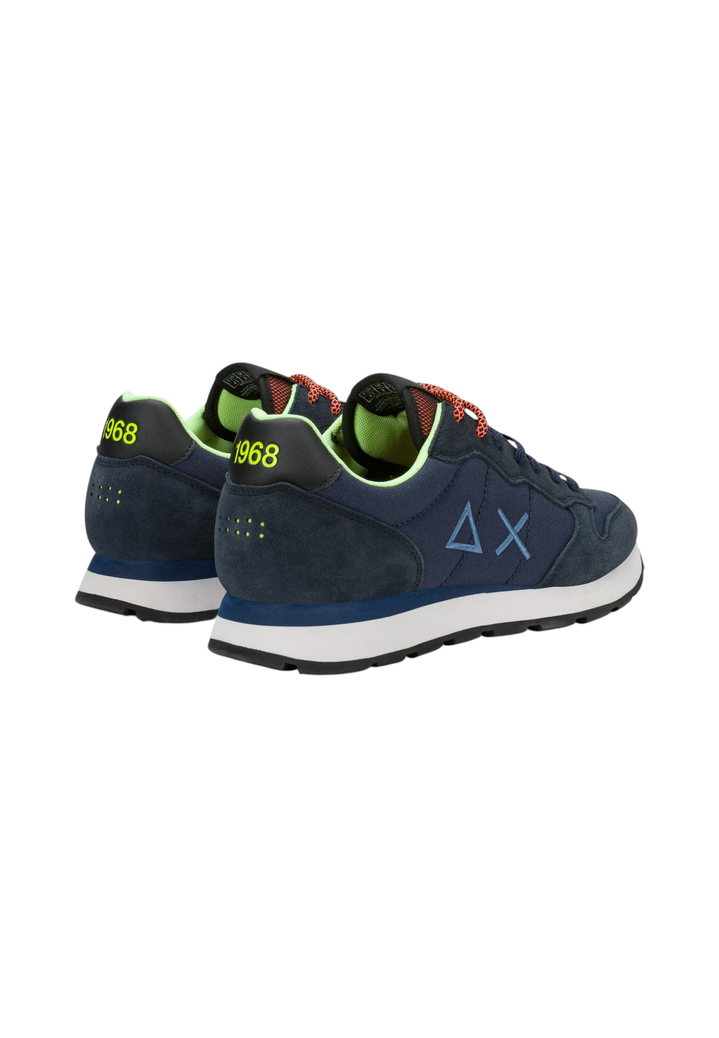 Sneakers Basse Uomo Sun68 Stile Running, Nylon E Suede, Dettagli Fluo, Logo Ricamato Tom Fluo Z46102