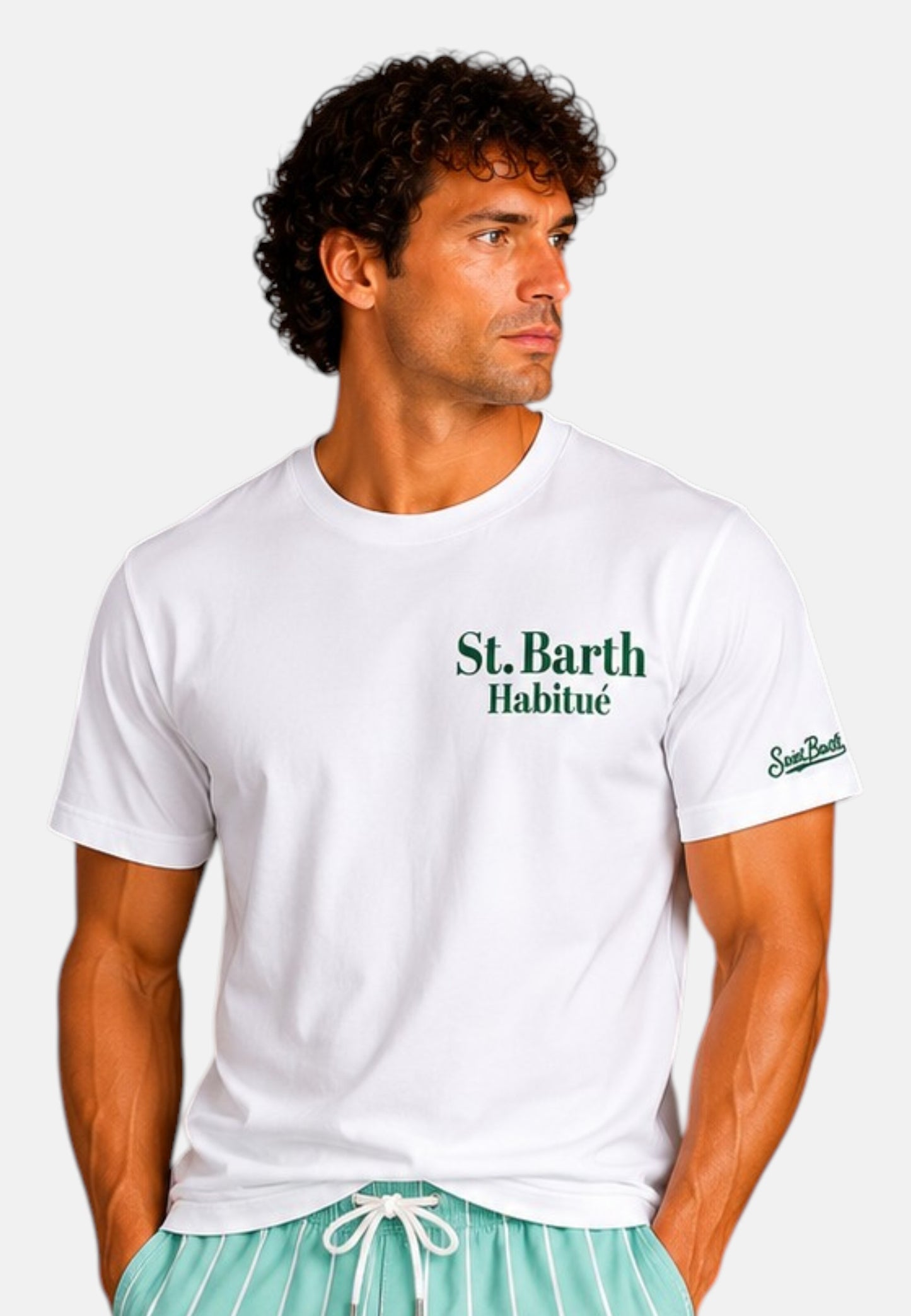 T-Shirt Manica Corta Uomo Mc2 Saint Barth Stampa/Ricamo Fronte E Retro Sb Teddy Car Portland PRL0002