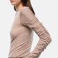 Maglia A Girocollo Donna Pinko Cotone e lana, lavorazione a costine, linea aderente, girocollo con bordo doppio, maniche lunghe arricciate, logo lettering ricamato sul petto Muscari 107317A3H0