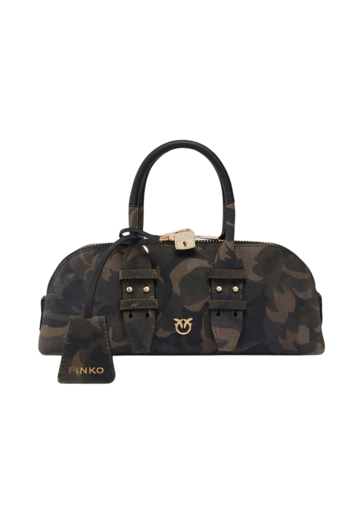 Borsa A Mano Donna Pinko Pelle scamosciata stampata, forma a bauletto orizzontale, doppi manici, misure 28 x 8 x 24 cm Escape Bag Horizontal Suede Print 105334A3LR