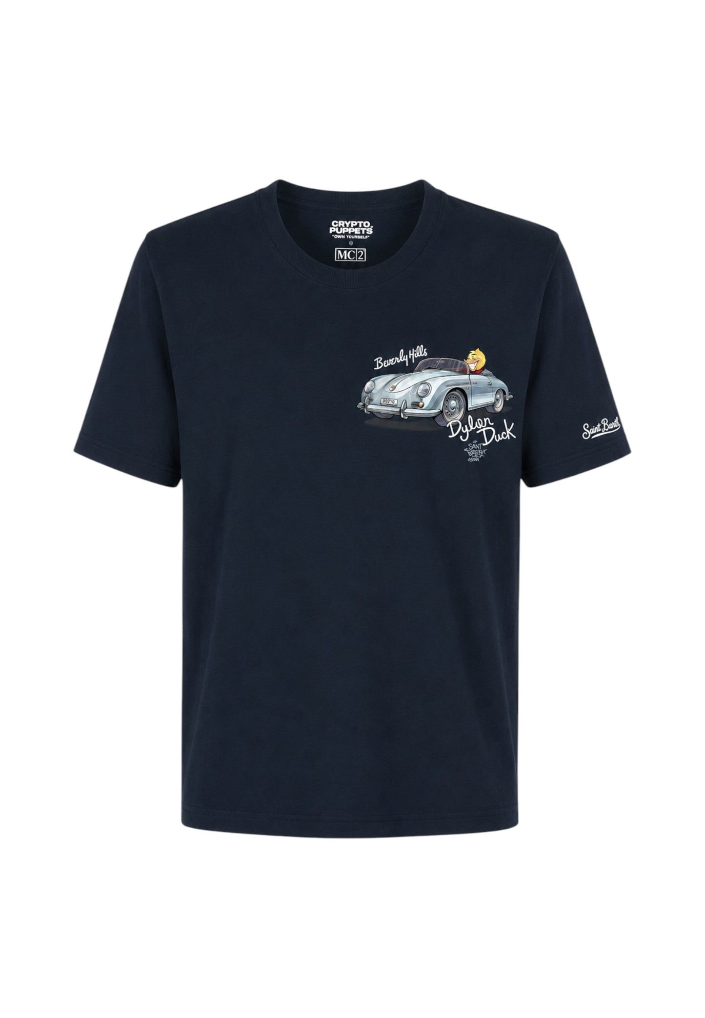 T-Shirt Manica Corta Uomo Mc2 Saint Barth Stampa/Ricamo Fronte E Retro Cpt Dylan Duck Portland PRL0002