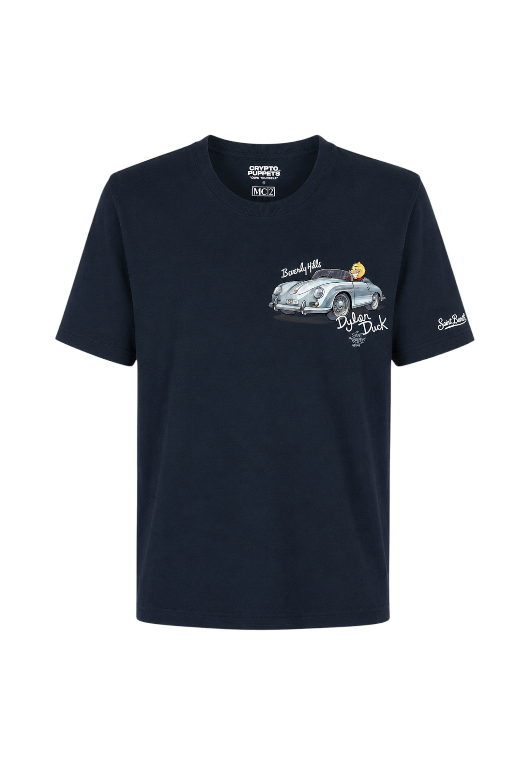T-Shirt Manica Corta Uomo Mc2 Saint Barth Stampa/Ricamo Fronte E Retro Cpt Dylan Duck Portland PRL0002