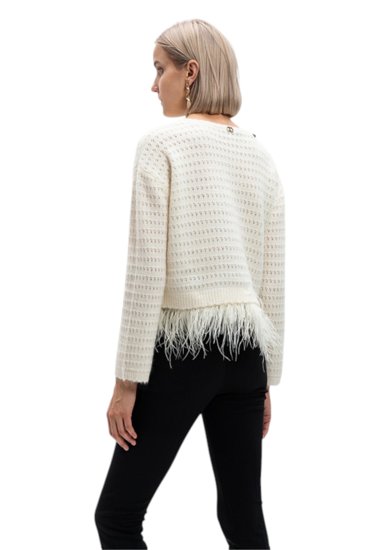 Maglione A Girocollo Donna Twinset Con Mix Punti E Piume  242TP3251