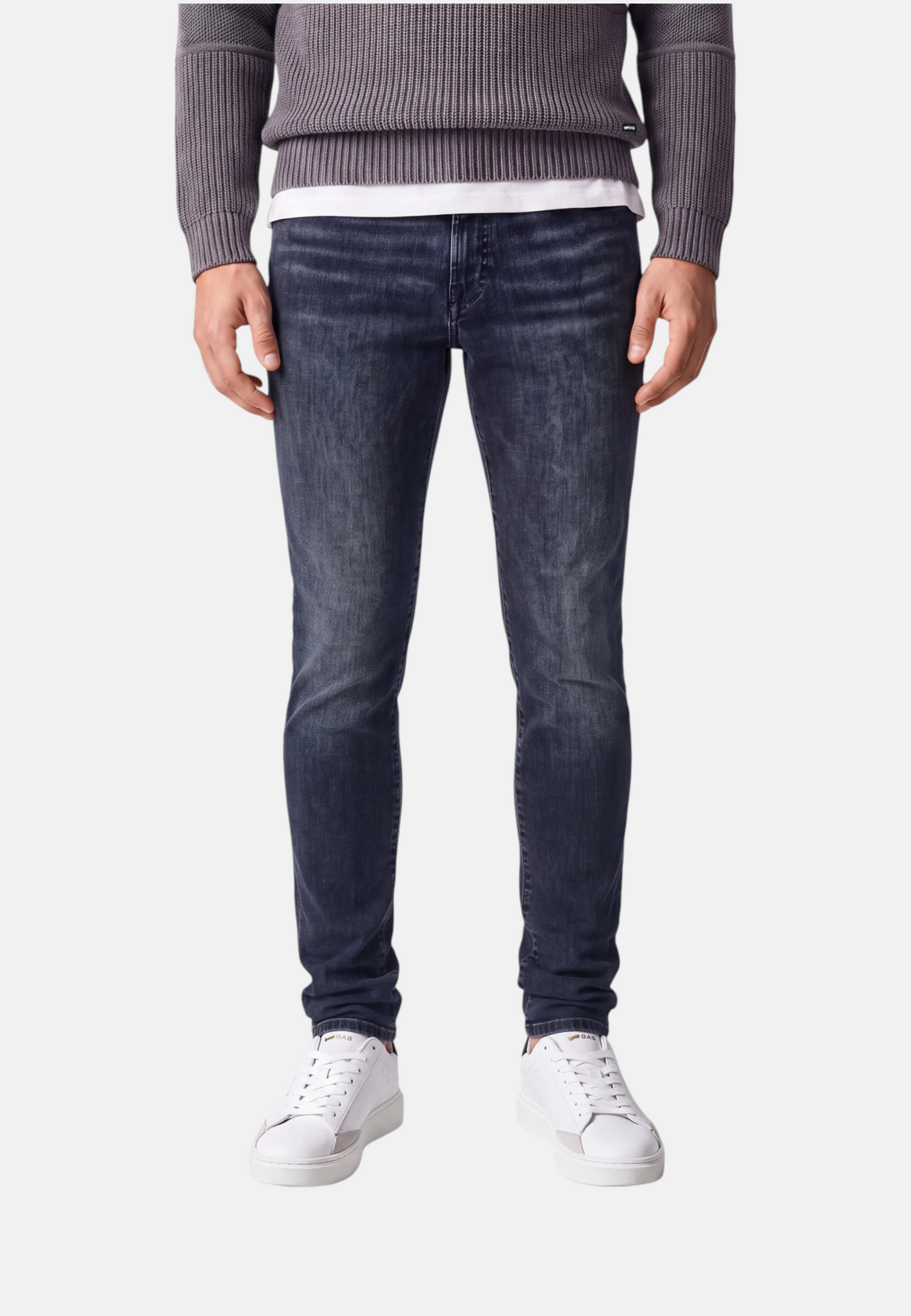 Jeans Skinny Fit Uomo Gas Stone Wash Blue/Black Medium Sax Zip Rev 351450031061