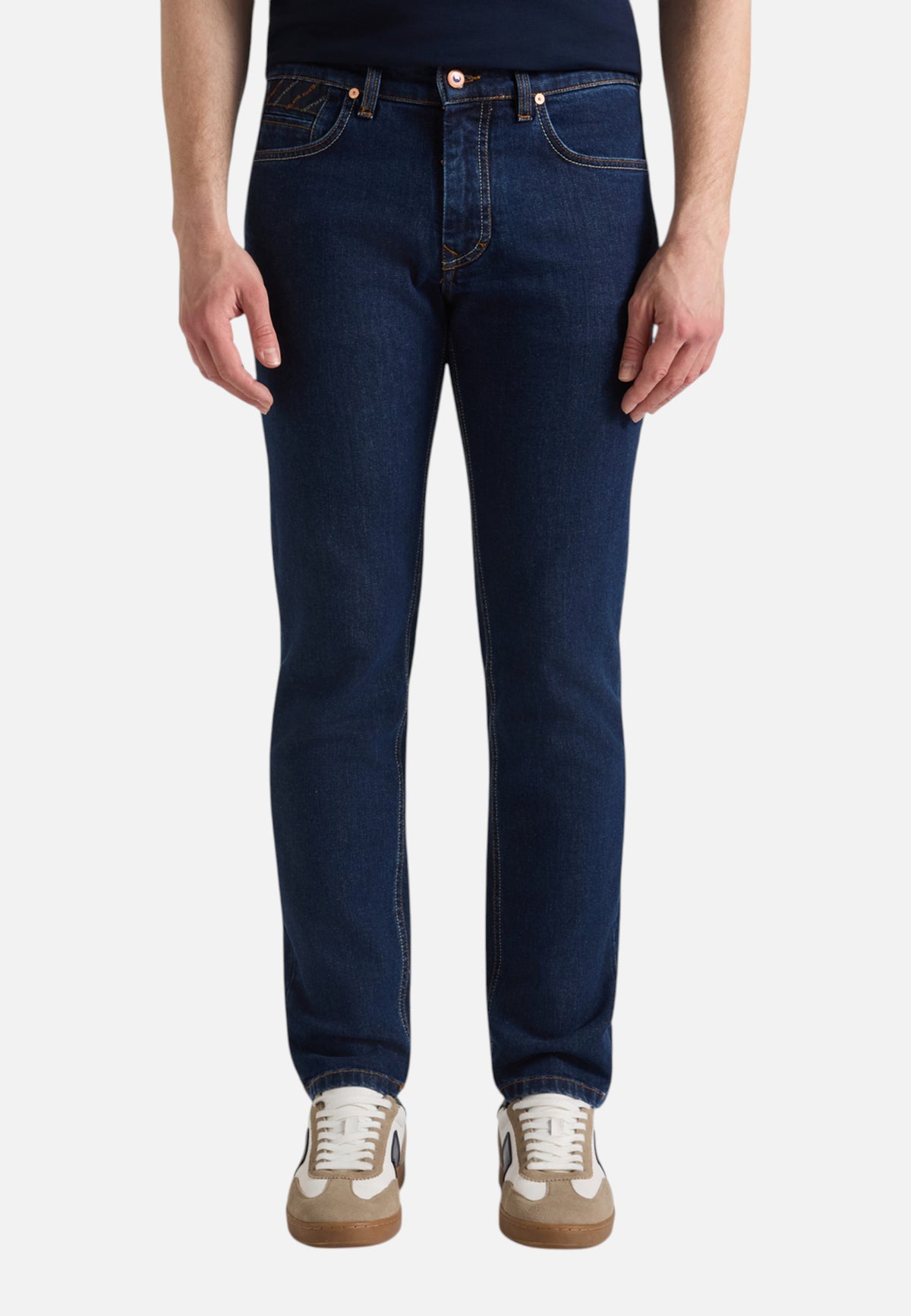 Jeans Narrow Fit Uomo Harmont & Blaine Denim di cotone elasticizzato, Cinque tasche, Chiusura con bottone e zip, Passanti per cintura, Dettagli personalizzati, Logo Harmont & Blaine  WNR066059471A02