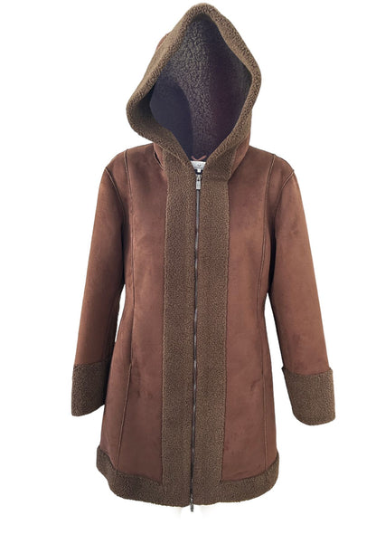 Cappotto  Donna White Wise Montone Con Zip E Cappuccio  WW18200