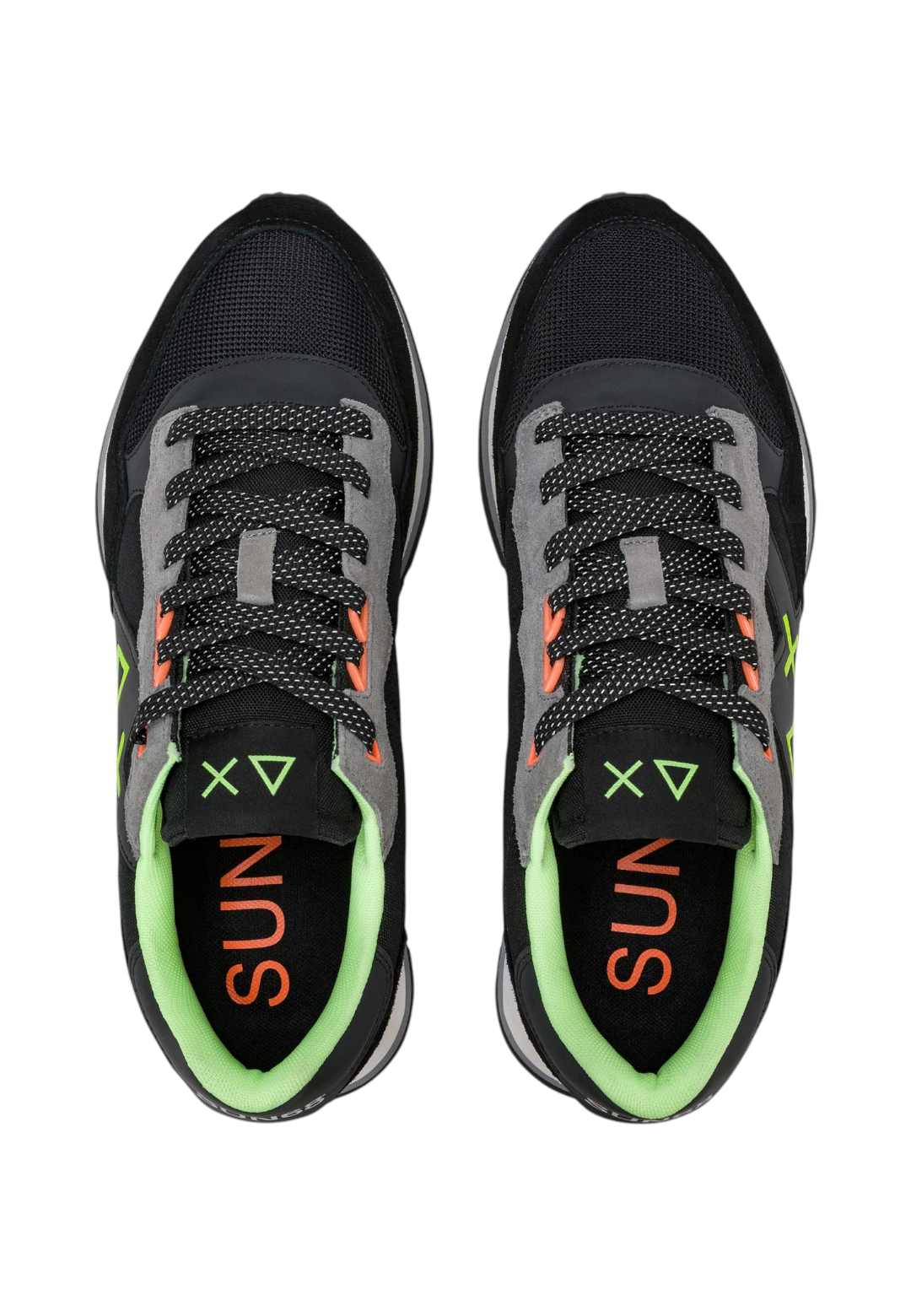 Sneakers Basse Uomo Sun68 Stile Running, Nylon E Suede, Maxi Logo, Dettagli Fluo Jaki 2.0 Fluo Z46123