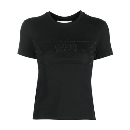 T-Shirt Manica Corta Donna Chiara Ferragni  Maxi Logomania Strass 74CBHG02CJG01