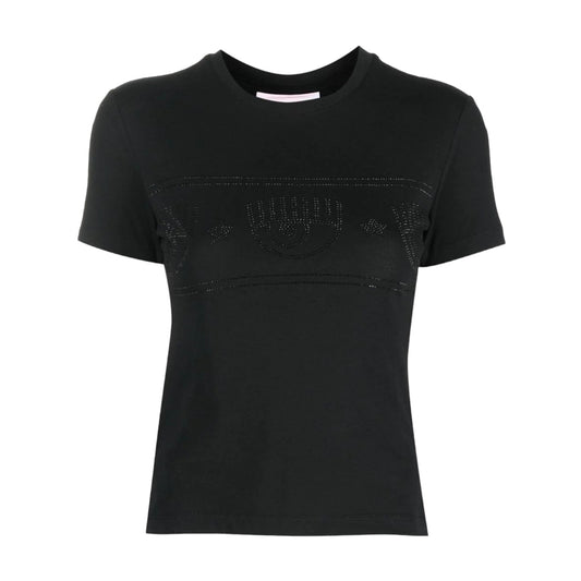 T-Shirt Manica Corta Donna Chiara Ferragni  Maxi Logomania Strass 74CBHG02CJG01