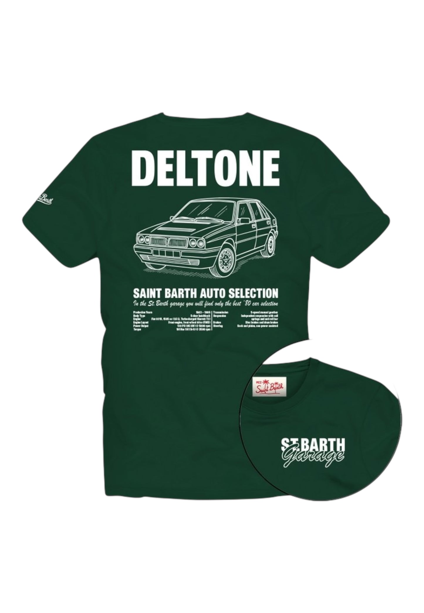 T-Shirt Manica Corta Uomo Mc2 Saint Barth Stampa/Ricamo Fronte E Retro Deltone Garage Portland PRL0002