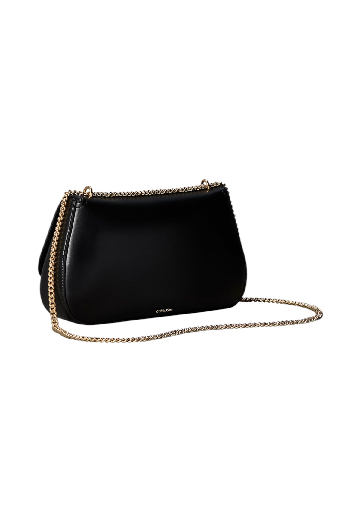 Borsa A Spalla Donna Calvin klein Ecopelle Liscia, Patta Frontale, Chiusura Magnetica, Tracolla A Catena, Monogramma CK In Metallo, Finiture Metalliche Dorate Ck LV04F3171G