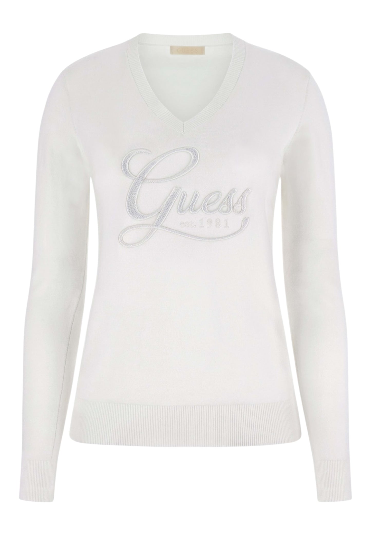 Maglia Scollo A V Donna Guess  Stephanie Logo W6RR50Z2NQ2