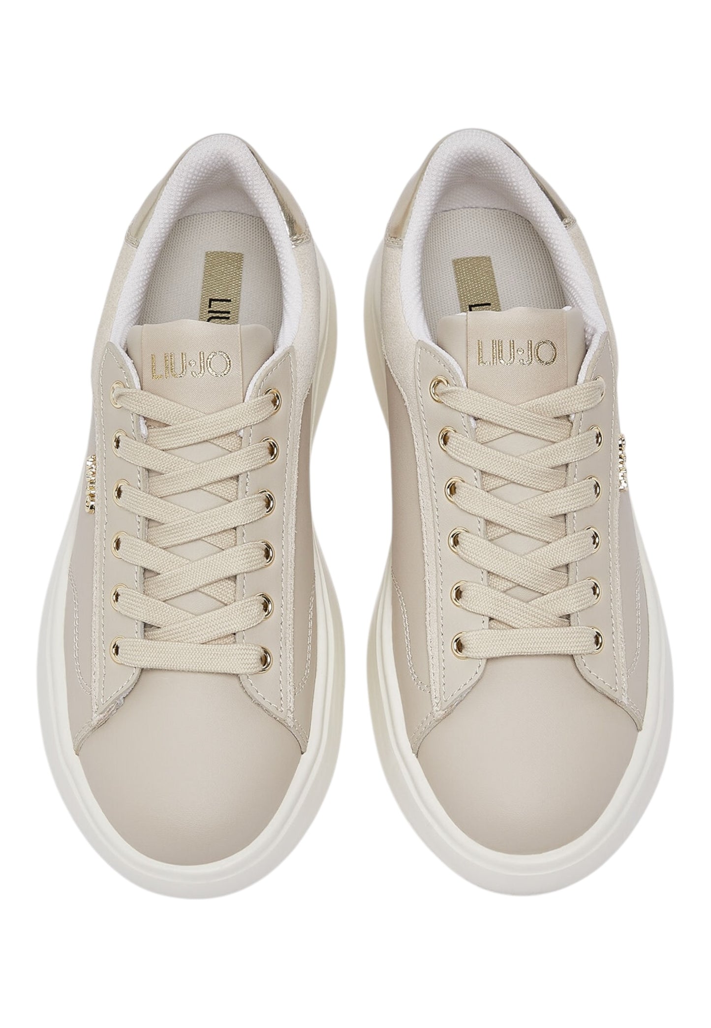 Sneakers Basse Donna Liu Jo In Pelle Di Vitello E Pelle Scamosciata Con Dettagli Oro Casper 01 BA6069P0304