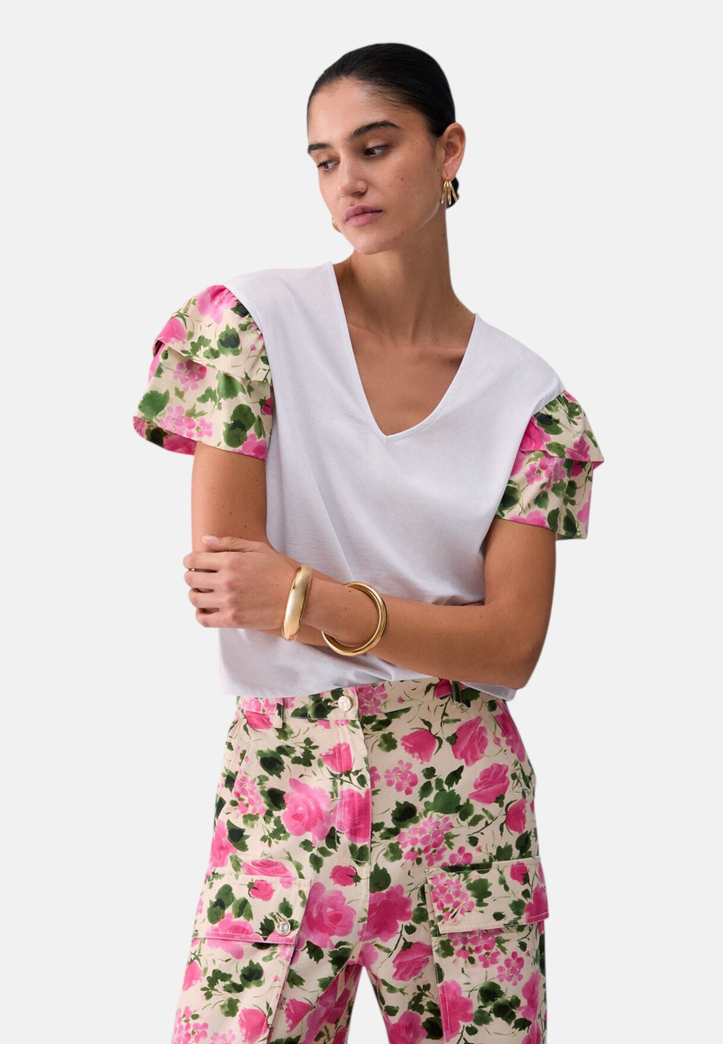 T-Shirt Manica Corta Donna Liu Jo Naive Roses  WA6513J6308