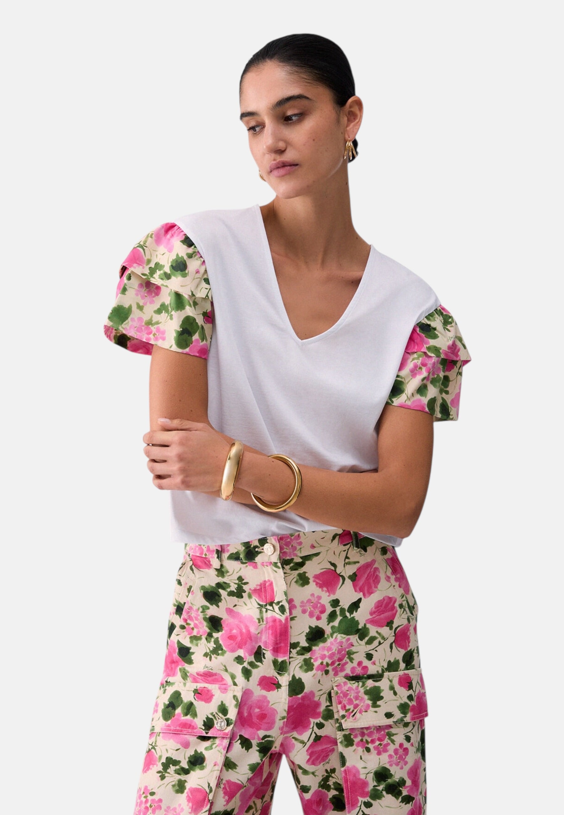 T-Shirt Manica Corta Donna Liu Jo Naive Roses  WA6513J6308