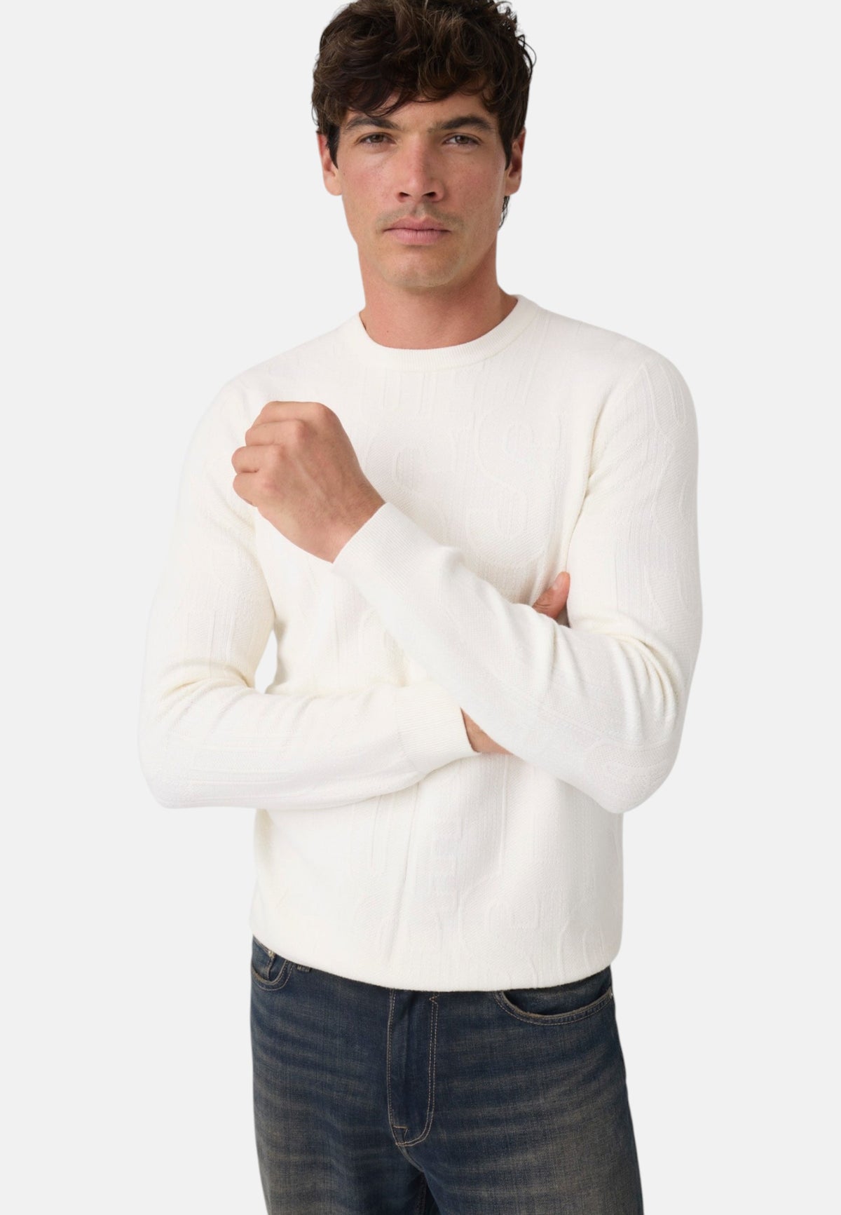 Maglione A Girocollo Uomo Guess Allover Logo Nestor M6BR23Z1373