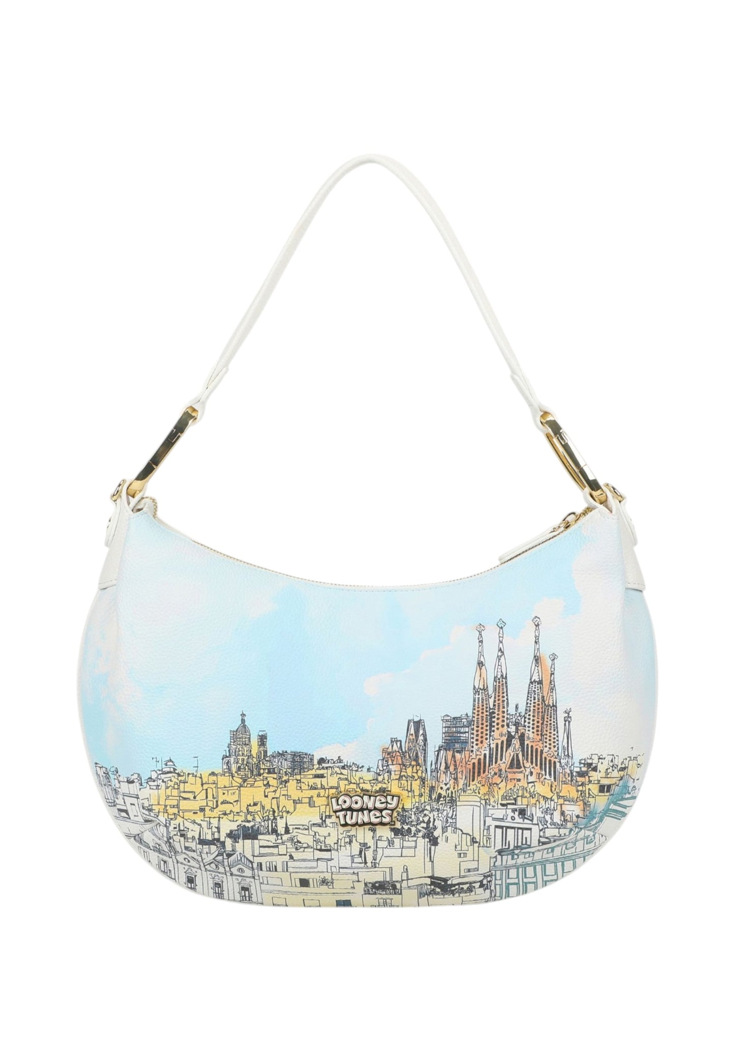 Borsa A Spalla Donna Braccialini Hobo Stampa Silvestro Barcellona Cartoline Lt LT255YY