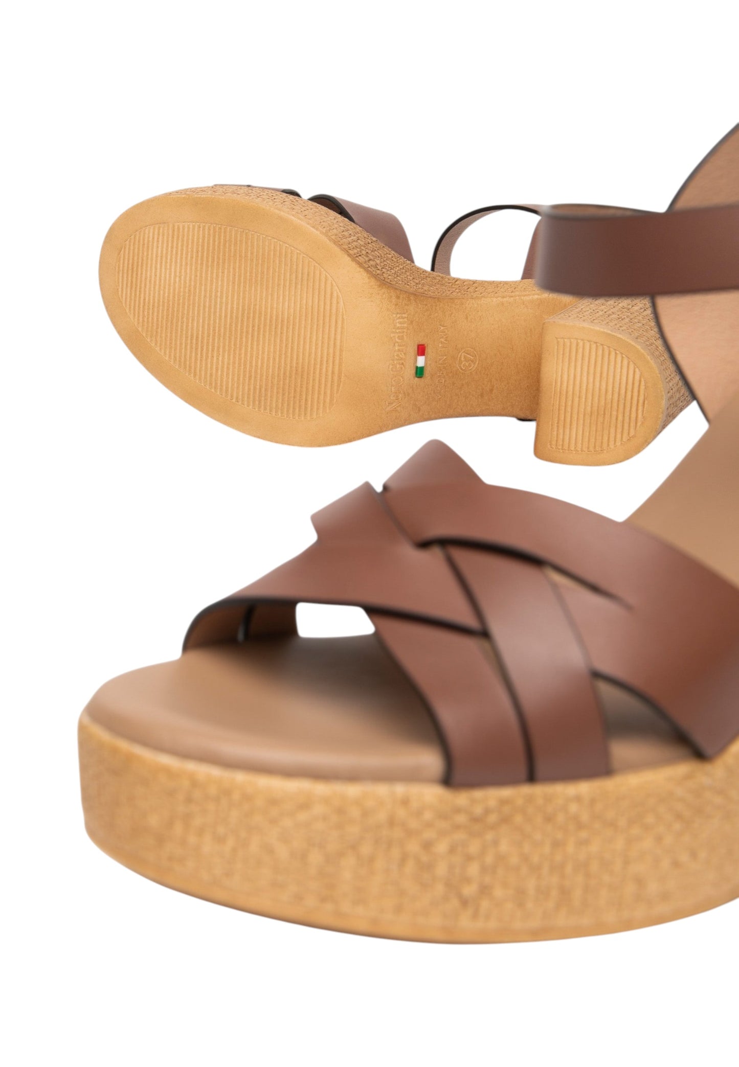 Sandali Con Tacco Donna Nero Giardini In Pelle Con Fasce Intrecciate  E617010D