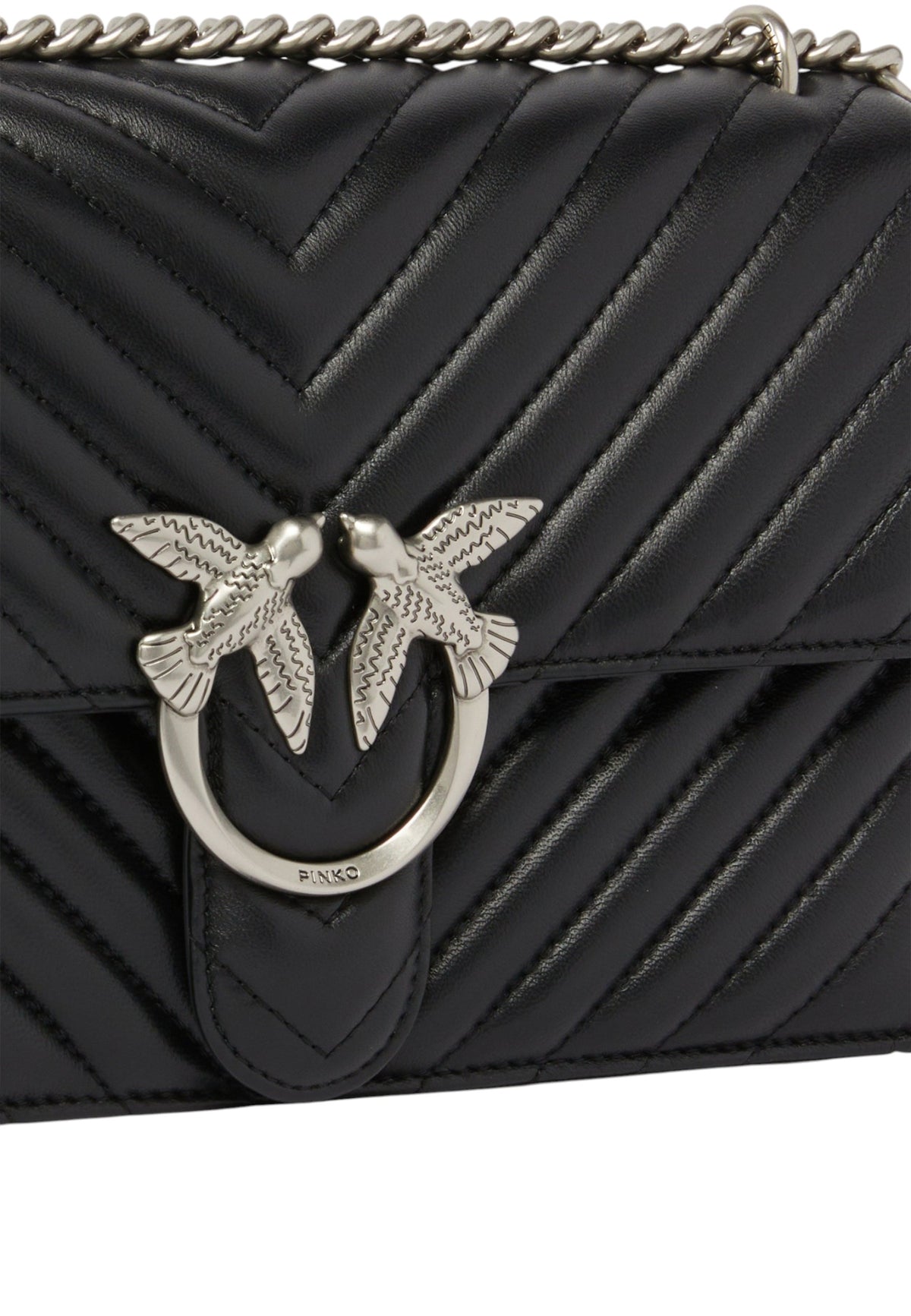 Borsa A Tracolla Donna Pinko Lavorazione Chevron, fibbia Love Birds, tracolla a catena, misure 27 x 8 x 16 cm Love One Classic Chevron 100941A0GK