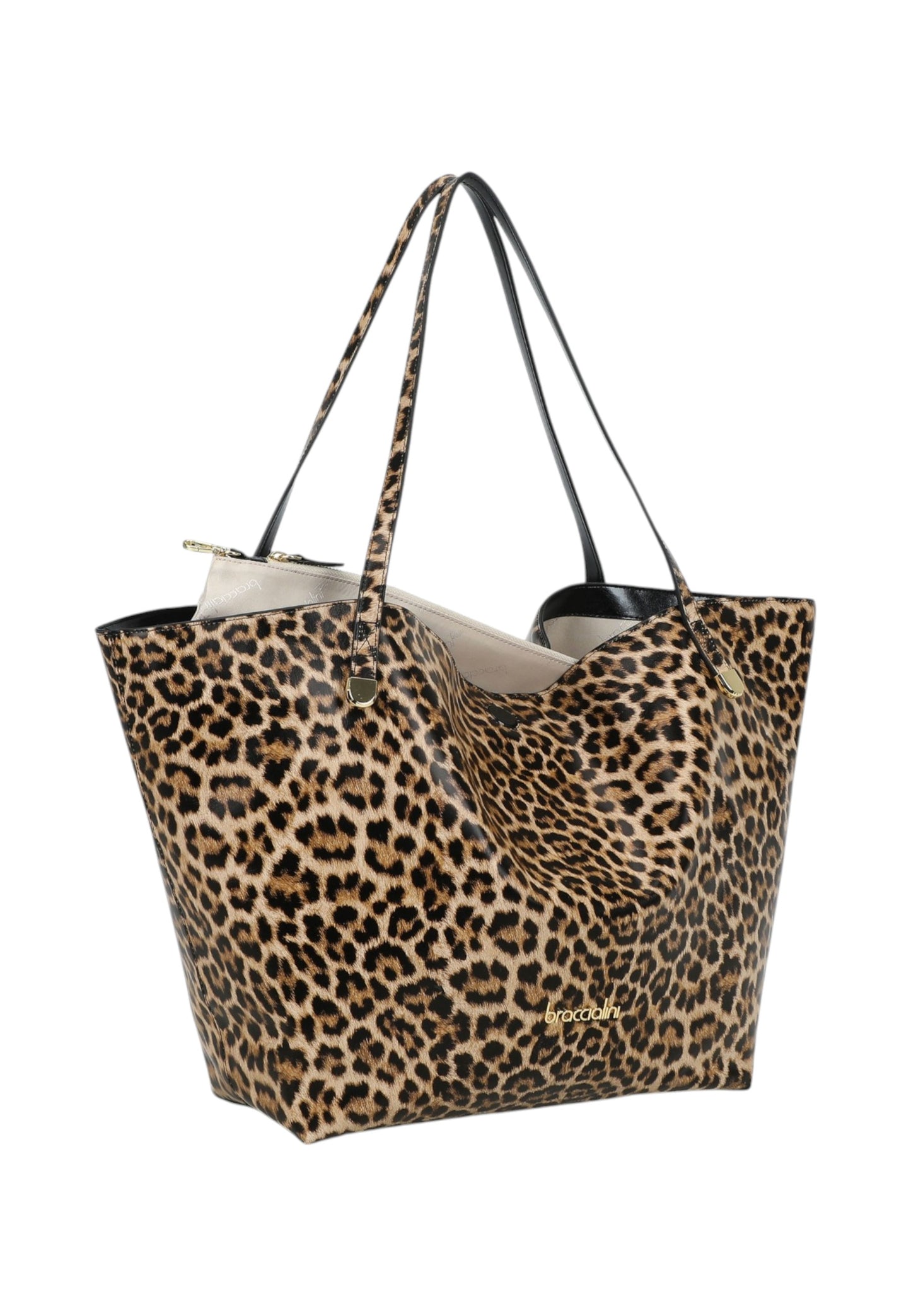 Borsa A Spalla Donna Braccialini Shopping In Pelle Con Stampa Leopard Ariel B19031PP
