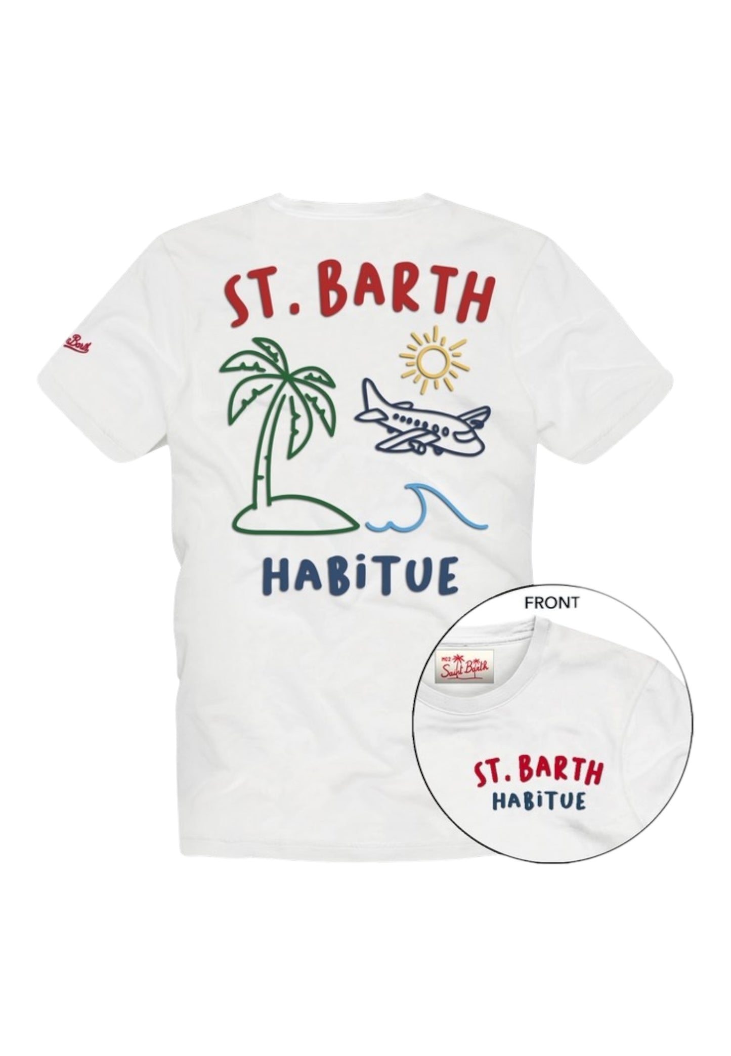 T-Shirt Manica Corta Uomo Mc2 Saint Barth Stampa/Ricamo Fronte E Retro St Barth Summer Emb Portland PRL0002