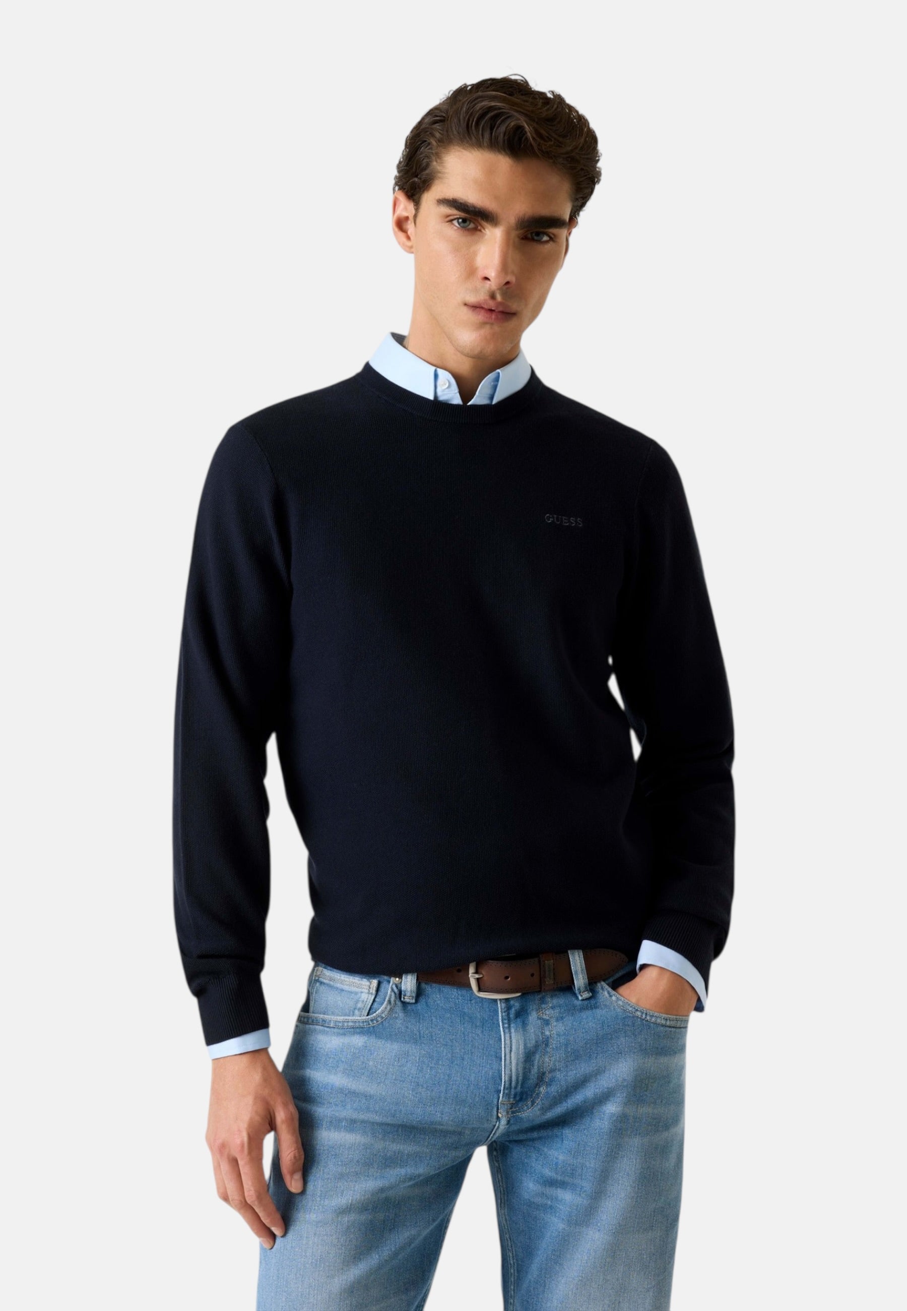 Maglia A Girocollo Uomo Guess  Karim Piquet Stitch M6RR21Z4492