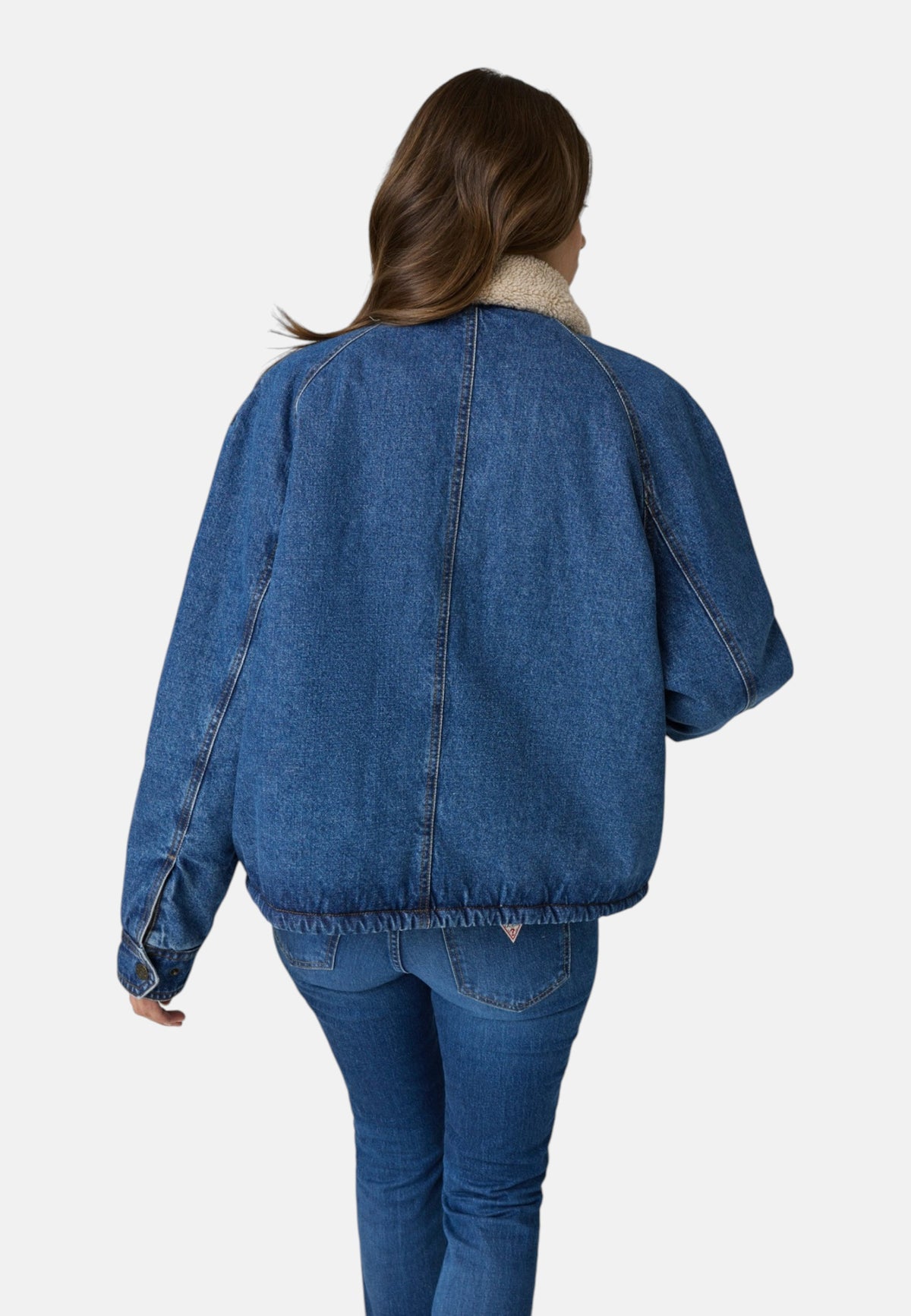 Giacca Jeans Donna Guess Linea boxy, Effetto teddy Gj W6BN03D1813