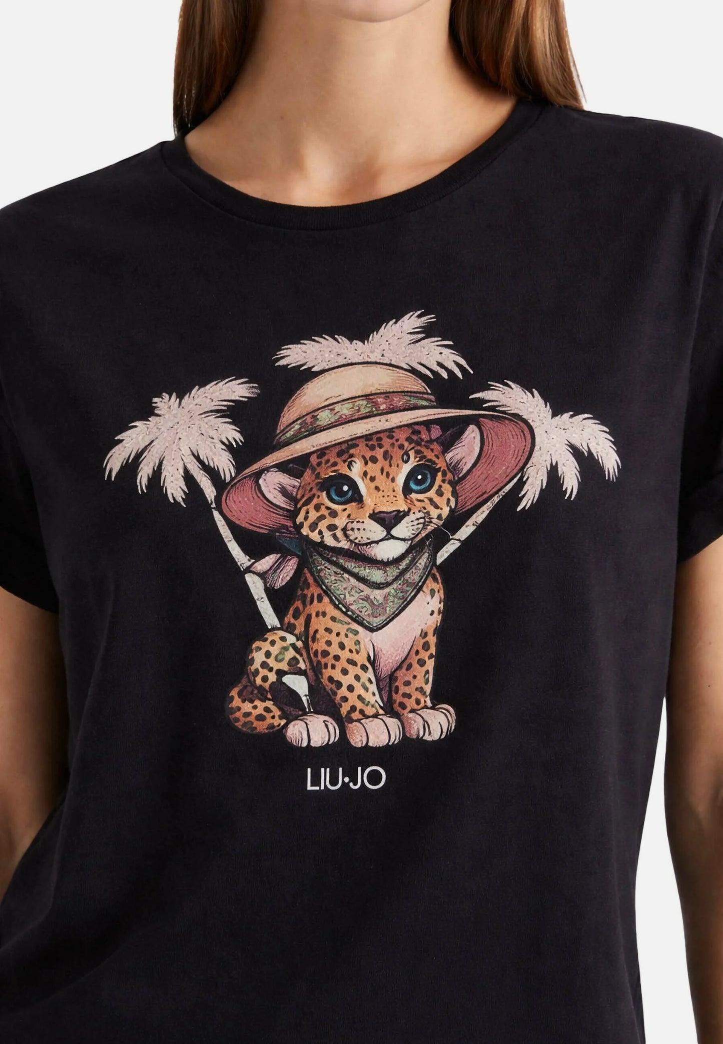 T-Shirt Manica Corta Donna Liu Jo Small Leopard Eco Line VA6170JS003